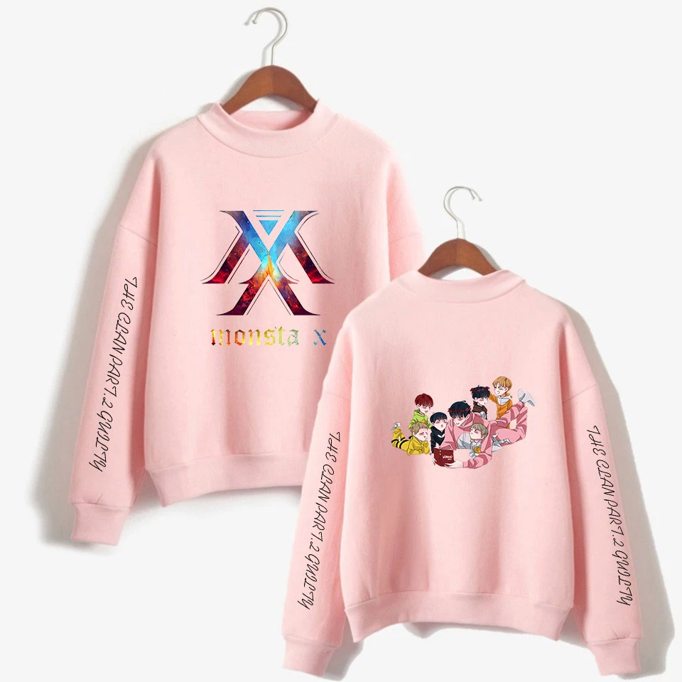 Creative Kpop MONSTA X NEW Album 'FOLLOW':FIND YOU Team 2DPrint  Women/Men High Collar Sweatshirt Casual Turtlenecks Clothes