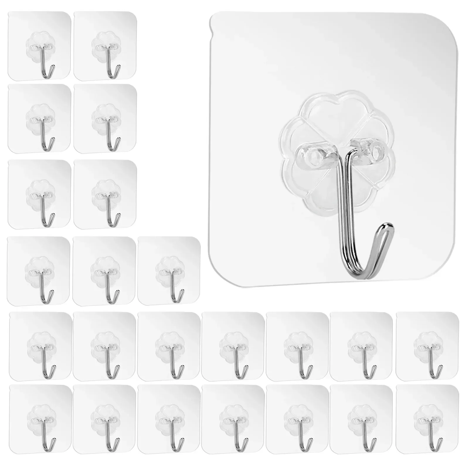 

Strong Self Adhesive Hooks Wall Hooks for Hanging Waterproof and Transparent Wall Hangers Reusable Suction Cup Hook Holder Racks