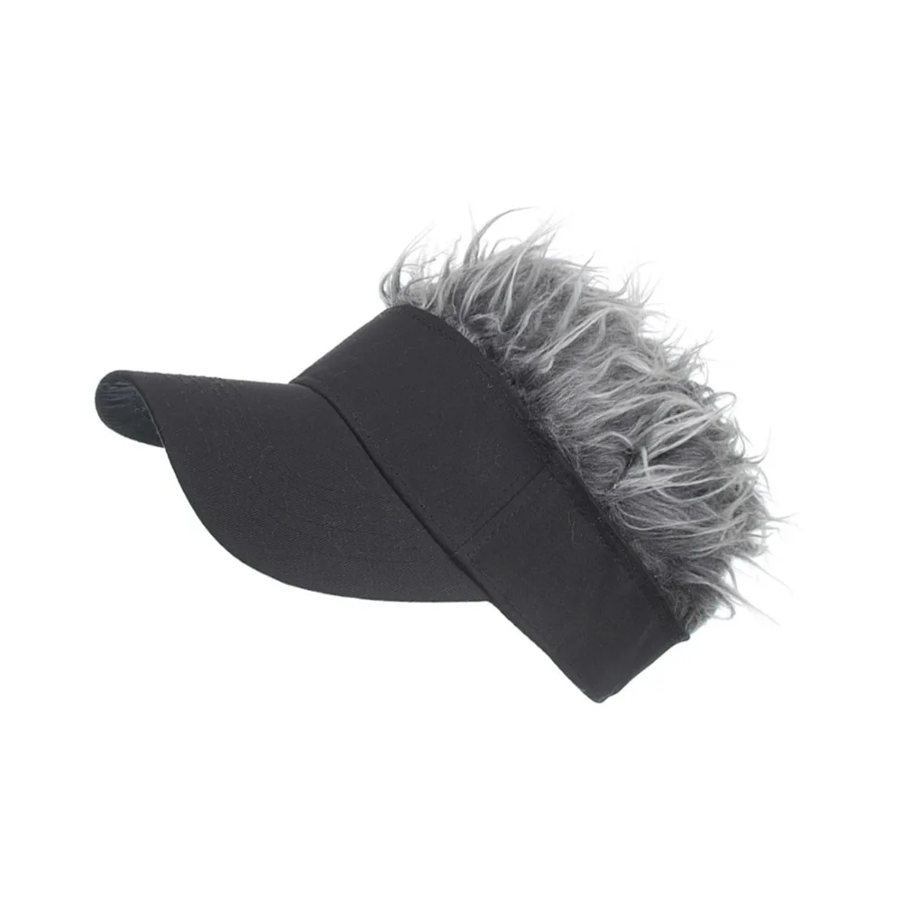 Humorous Attached Fake Hair Wig Baseball Cap Sun Protection Brim Sun Visor Cap Fake Hair Visor Hat For Adults