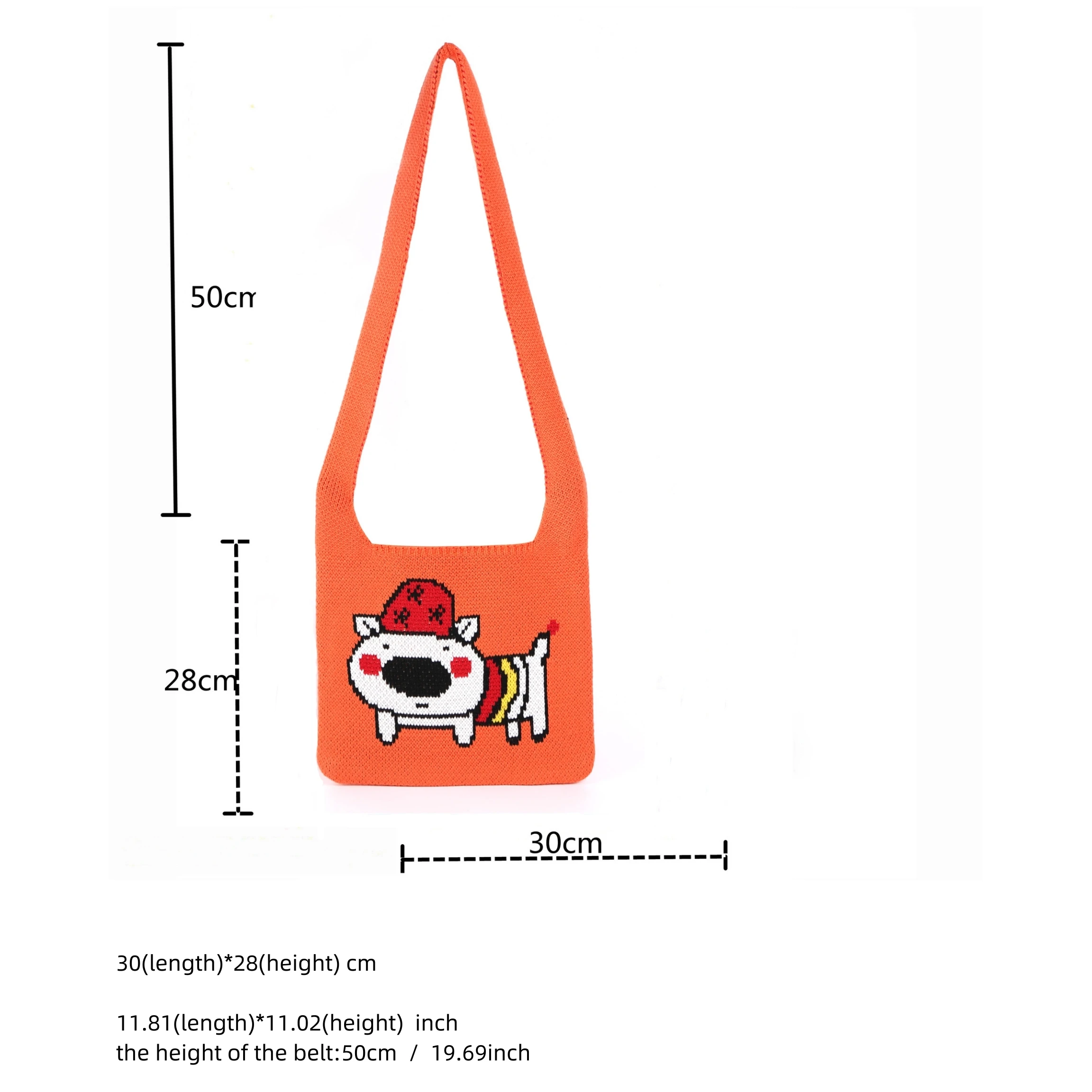 Female Knitted Cartoon Dog Pattern Medium Size Side Shoulder Bag Teenager Casual Fashion Y2K Korean Stylish Kawaii Crossbody Bag