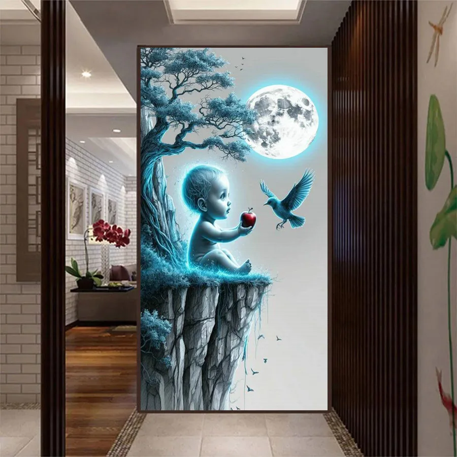 

Baby Bird Moon Tree Diy Diamond Art Painting New Collection Sailboat Abstract Scenery Large Size Full Mosaic Embroidery Picture
