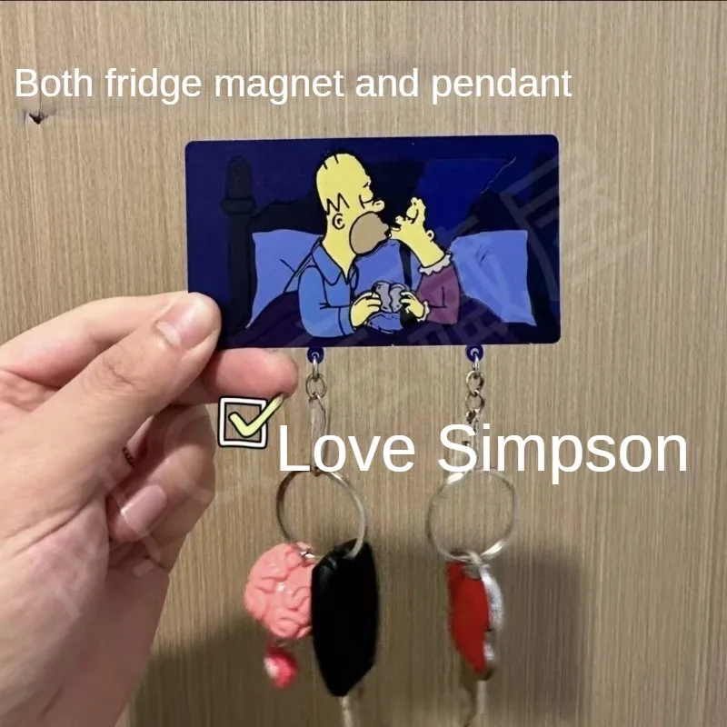 Simpsons Bart Wall-mounted Key Holder Cute Couple Key Anime Pendant Lover Key Chain Home Decor Refrigerator Stickers for Girl