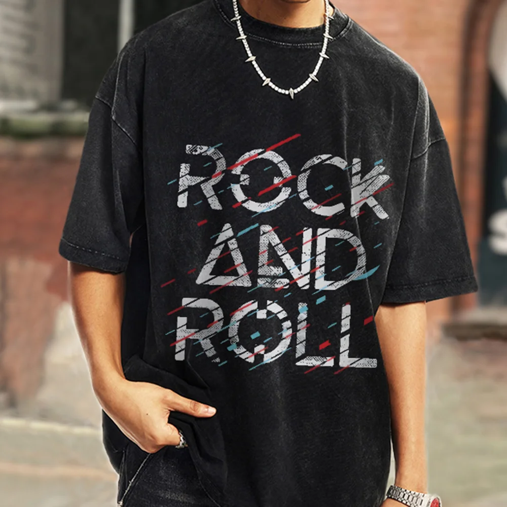 

Vintage Snowflake Washed T-Shirt Pure Monogram Print Minimalist Short-Sleeved Unisex Oversized Retro Hip-Hop High Street Top