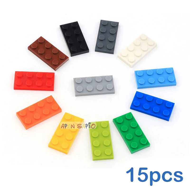 15pcs DIY Blocks Building Bricks 2X4  Educational Assemblage Construction Toys for Children Compatible With Brand