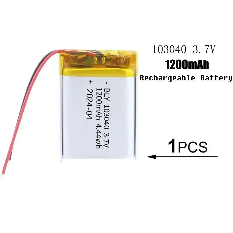 103040 3.7V 1200mAh Polymer Lithium Rechargeable Battery for GPS Navigator MP3/4/5 Bluetooth Headset PS4 Batteries Diy Tools