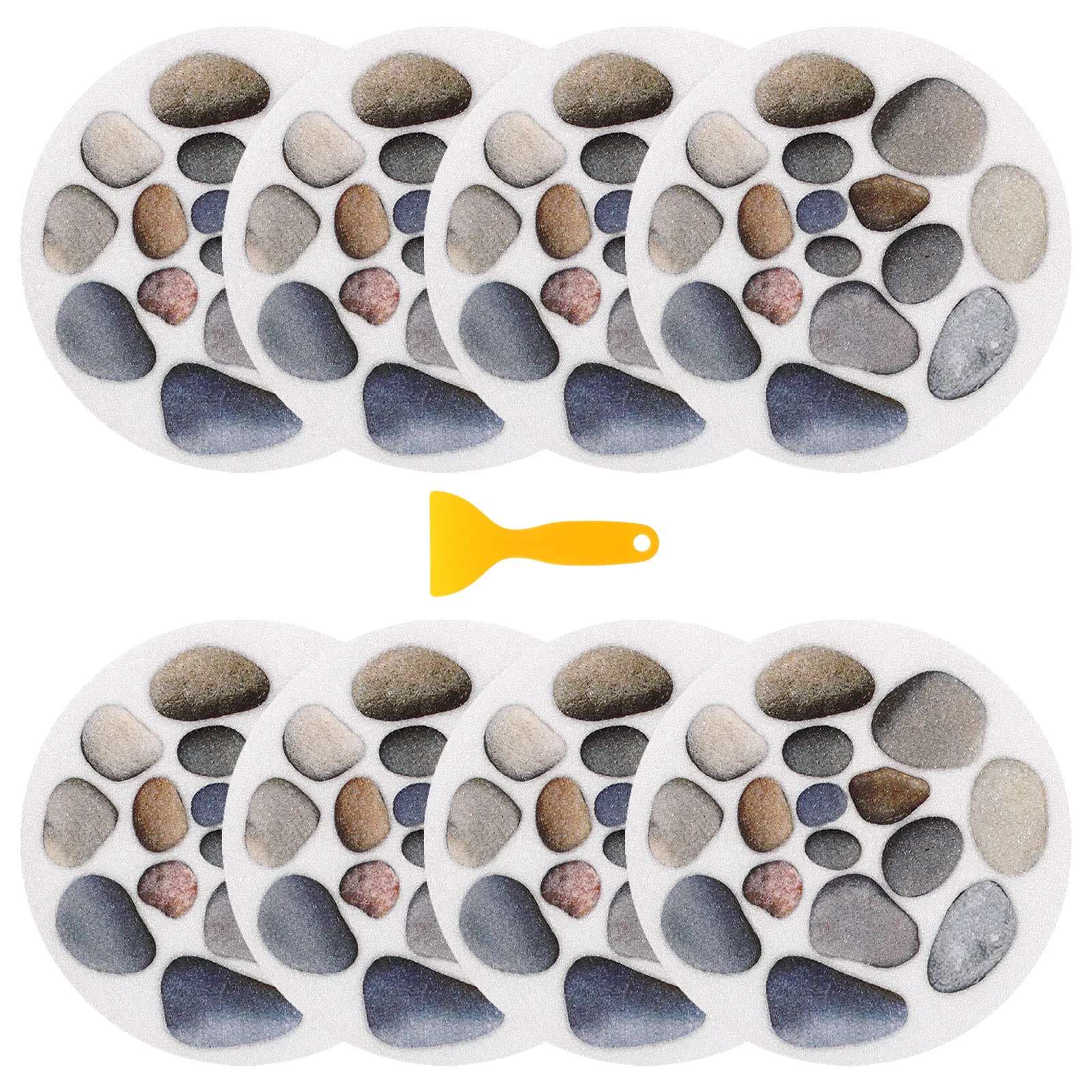 

Bathroom Anti Slip Stickers 8Pcs 15cm Stone Design Tub Floor Decals for Shower Pool Corridor Safety Non Slip Treads