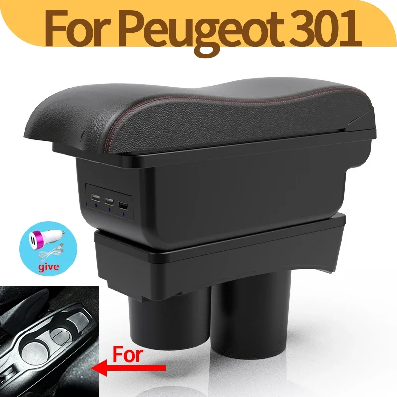 For Citroen c-elysee/Peugeot 301 special armrest box modified double-layer storage box interior center console USB car accessori