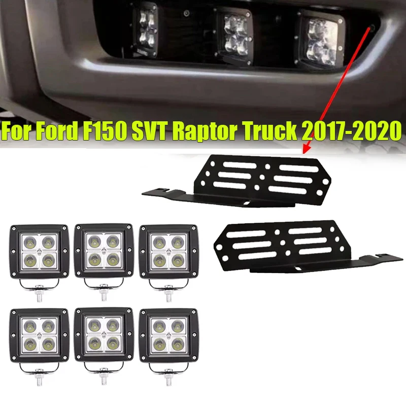 Car Front Bumper 18W Led Fog Light With Mounting Bracket For Ford F150 SVT Raptor 2017 2018 2019 2020 F-150 Accessories