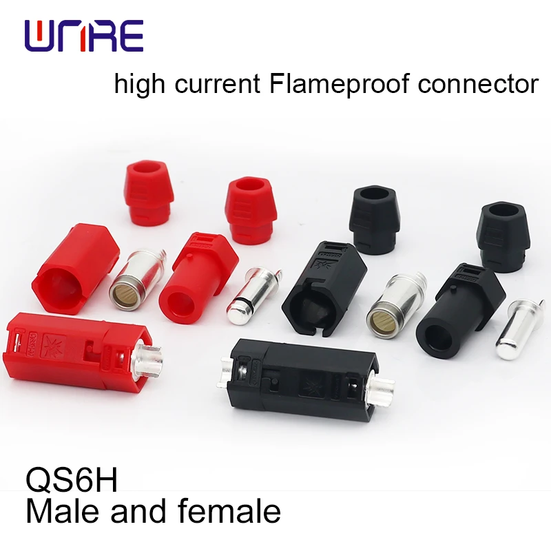 QS6H 60A High Current Flameproof Connector Silver-Plated Brass UL94-V0 for EV Fast Chargers/Data Centers/5G Infrastructure