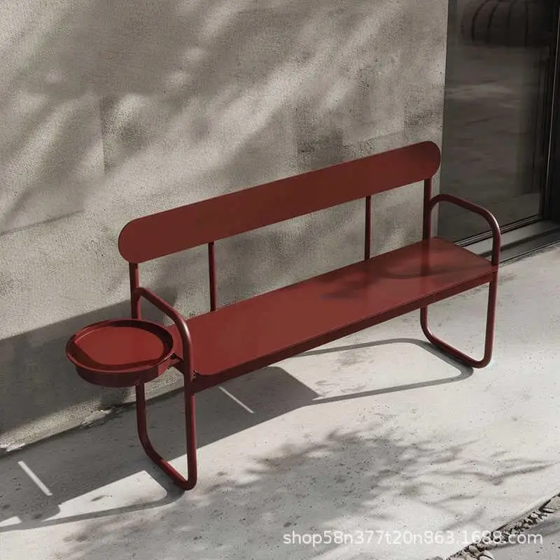 

Outdoor Balcony Garden Carbon Steel Park Chair Seat Courtyard Combination Bench Backrest Long Stool
