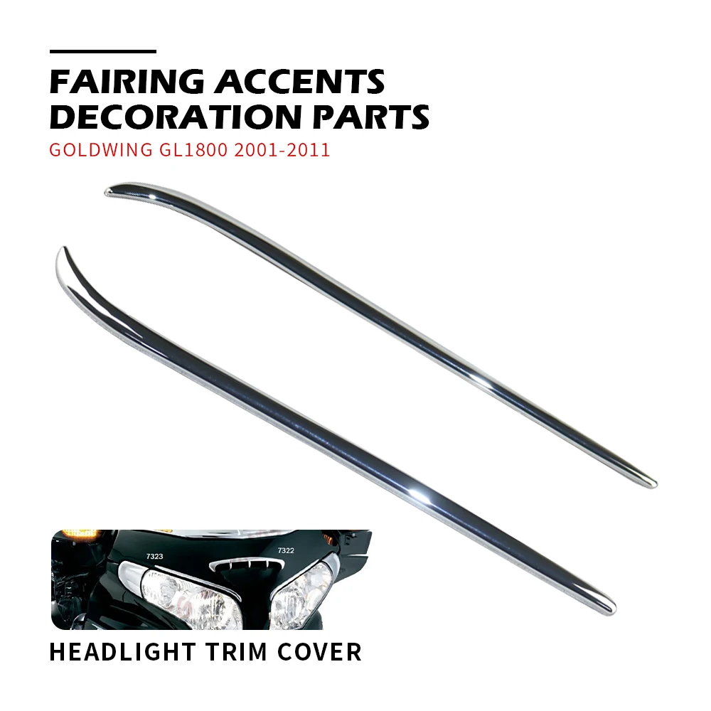 لهوندا Goldwing GL1800 2001 ~ 2011 دراجة نارية كروم هدية ABS البلاستيك الكروم الديكور الجبهة العلوي رئيس ديكور #4
