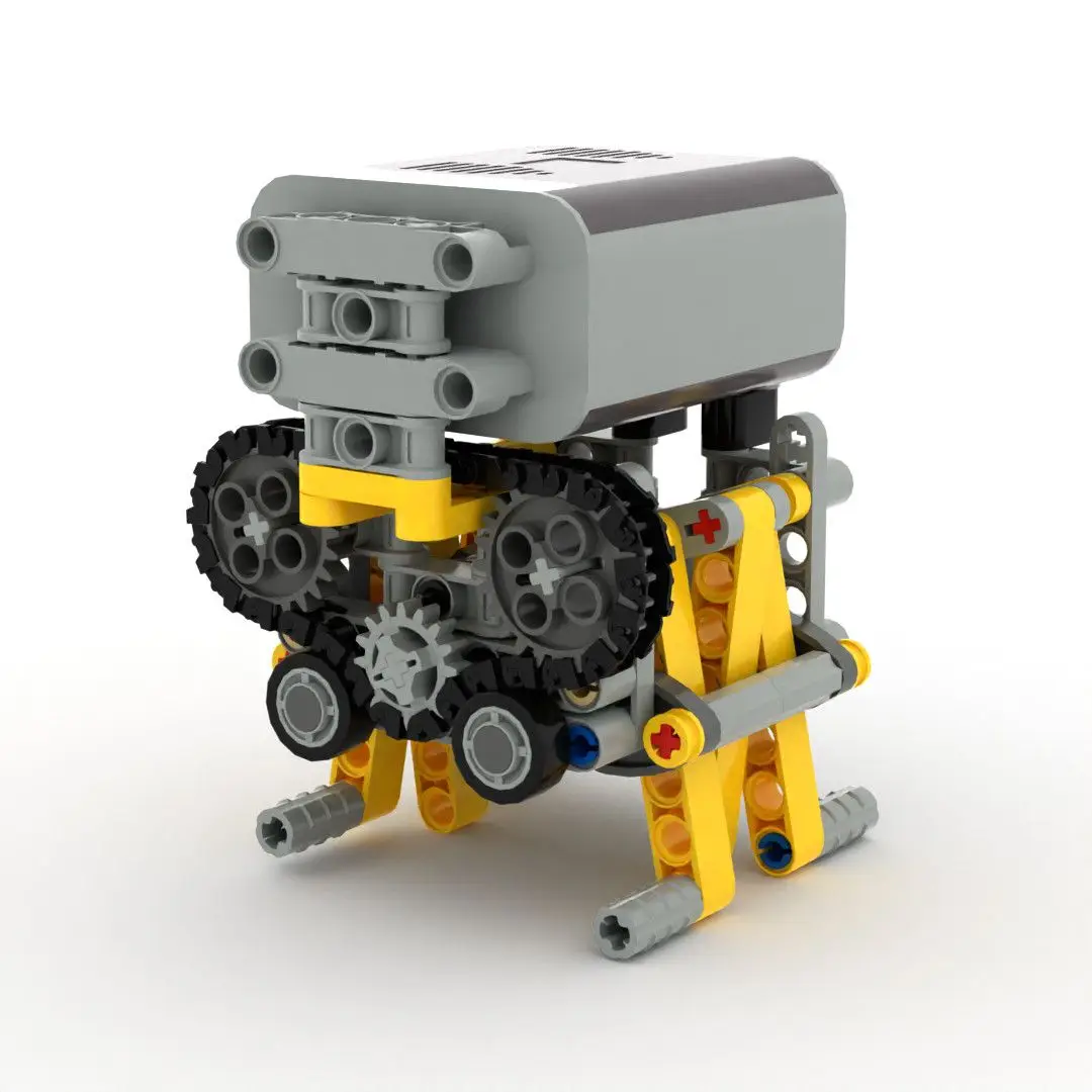 Compact Walking Robot, Gear Mechanical Technic Building Blocks, STEM Educational DIY Assembly Engineering Model Set