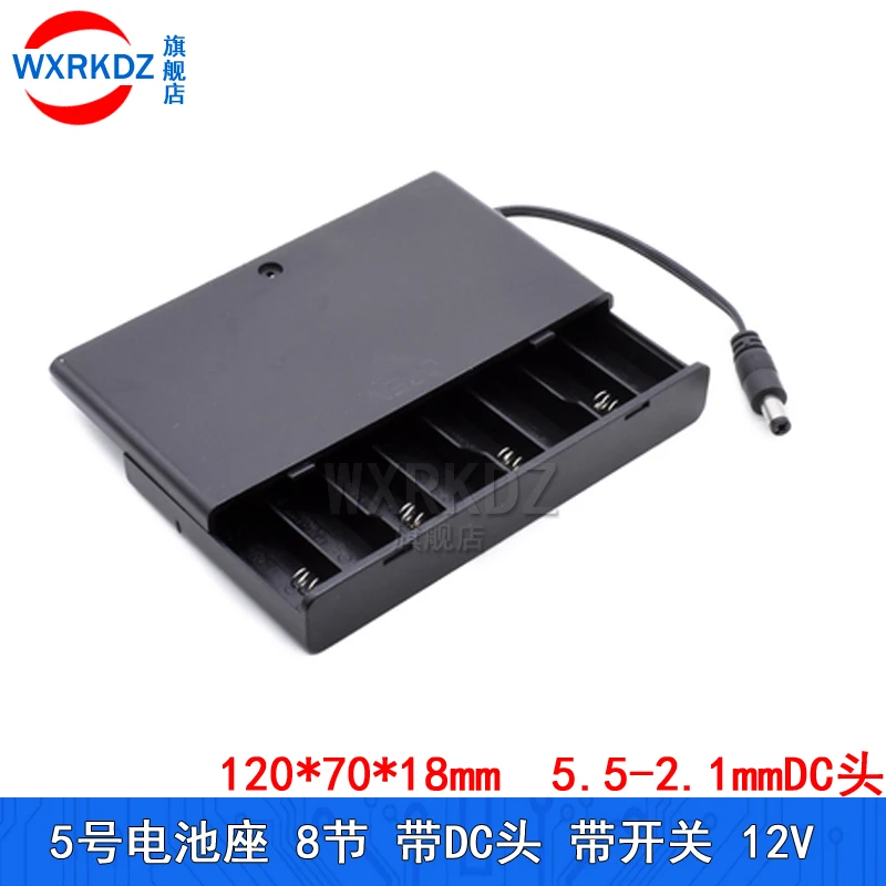 

AA Battery Box AA Battery Holder With Cover And Switch DC 5.5 * 2.1mm Plug 2/3/4/5/6/8 Slots 3V-12V Battery Standard Container