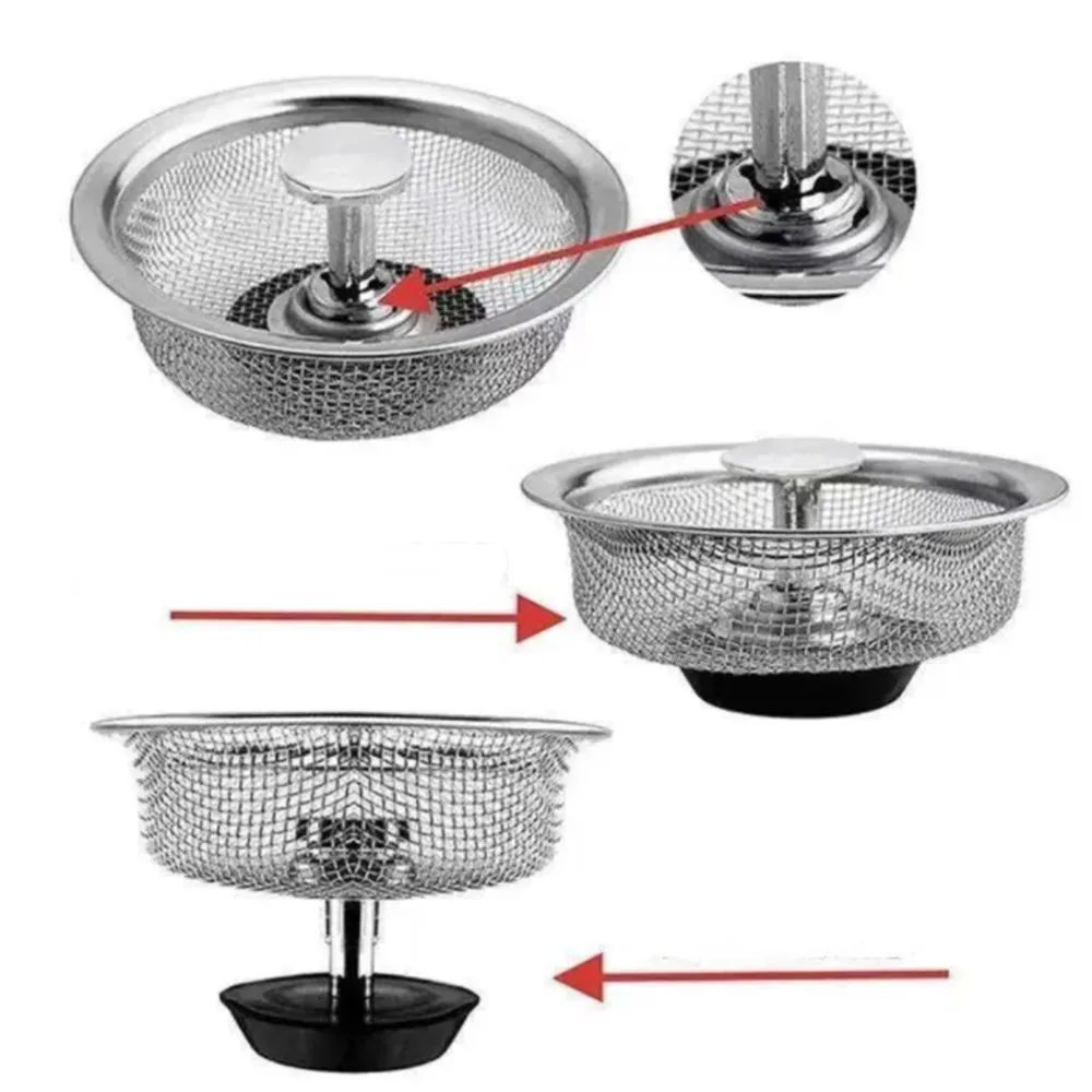 

Stainless Steel Sink Strainer Hair Waste Disposer Sewer Filter Outfall Kitchen Accessories