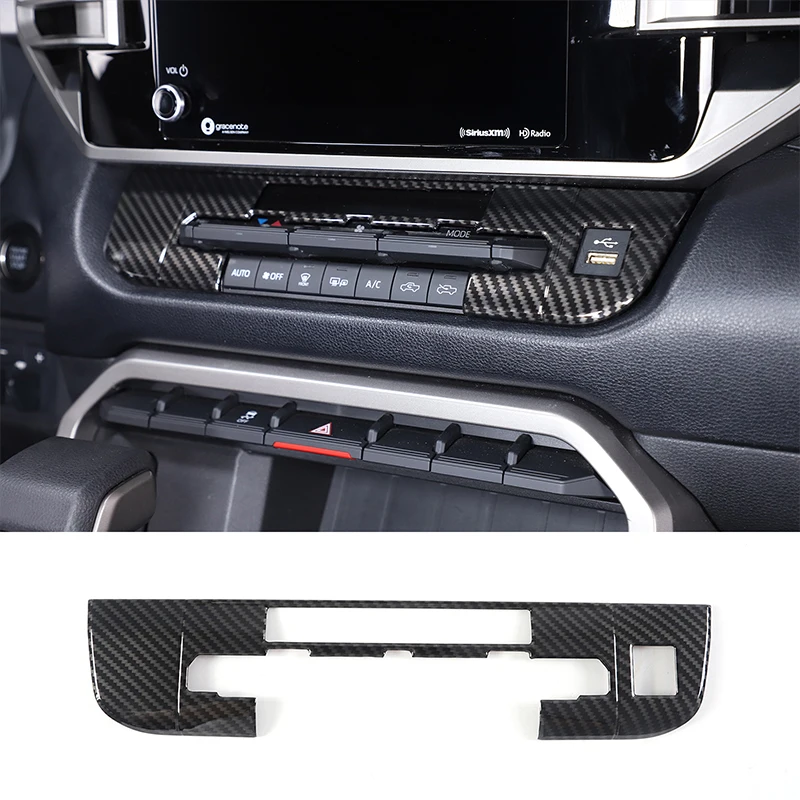 ABS Carbon Car Center Control Air Conditioning Mode Decorative Frame Sticker For Toyota Tundra Sequoia 2022-2023 Car Accessories