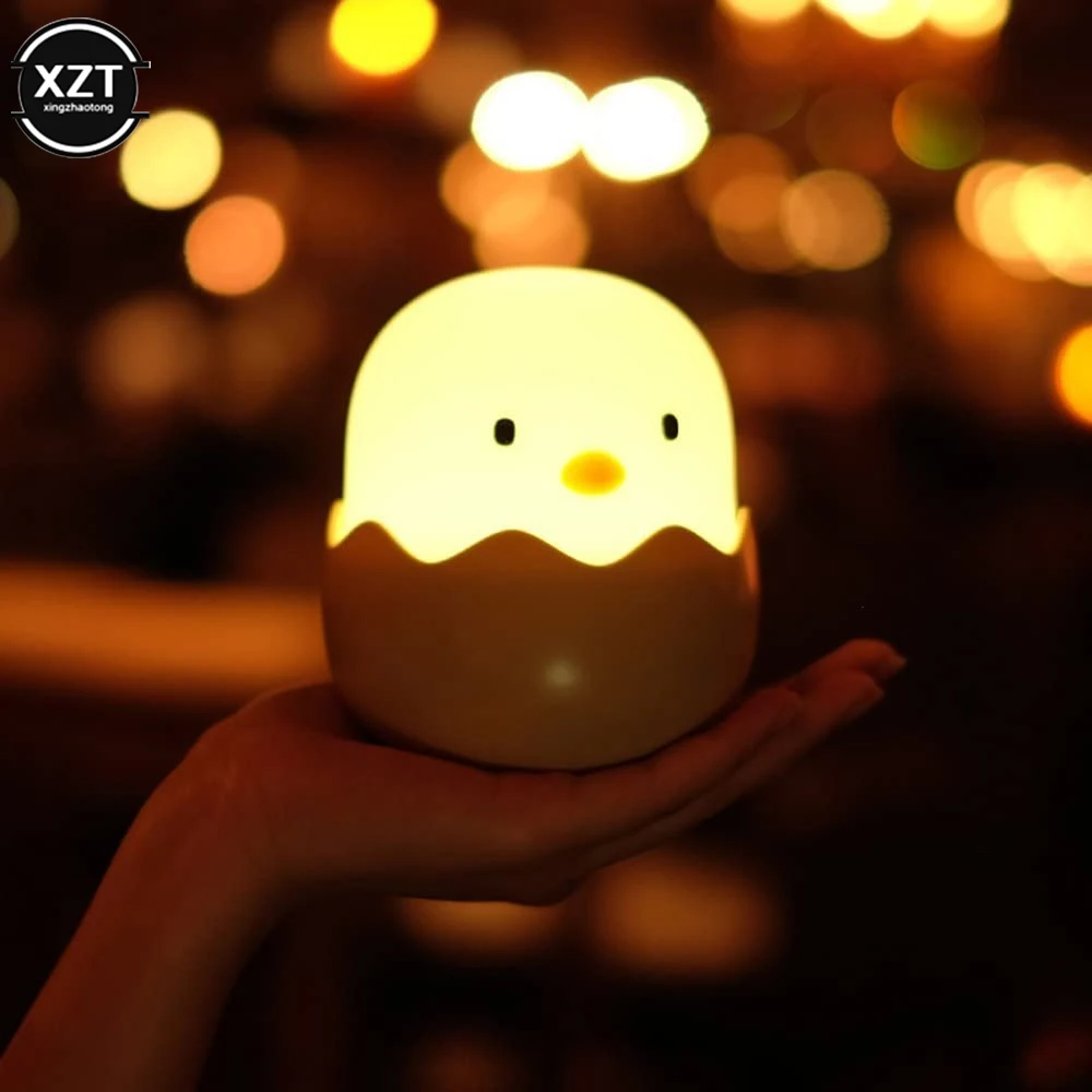 New LED Night Light For Kids Soft Silicone USB Rechargeable Bedroom Decor Gift Animal Chick Touch Night Lamp belt gift box