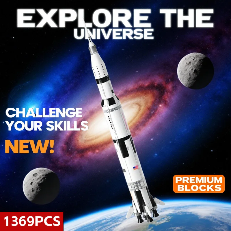 

Space Rocket Building Blocks Apollo 5 Rocket Brick Materials Launch Vehicle Model Brick Children's Birthday Gift Collection Toys