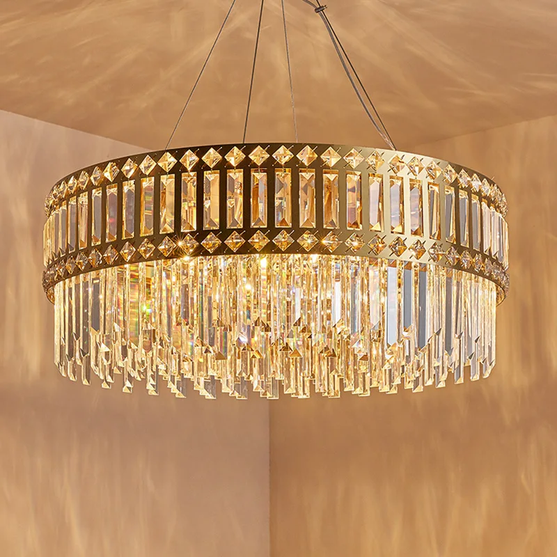 Lampadario a soffitto in cristallo dorato decorazione della casa sala da pranzo appeso Lmaps per soffitto Cristal Lamparas De Salon