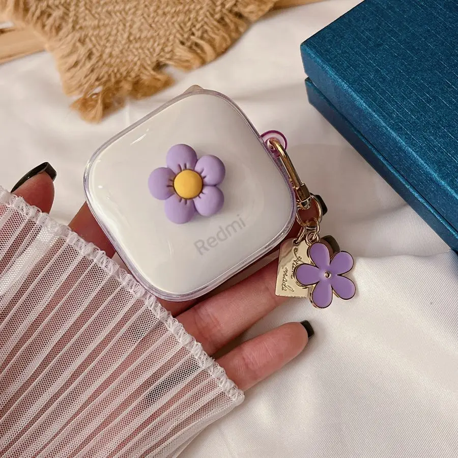 حافظة سيليكون شفافة لبراعم redmi 6 النشطة ، لطيف ، الكرتون ، سلسلة المفاتيح ، الموضة