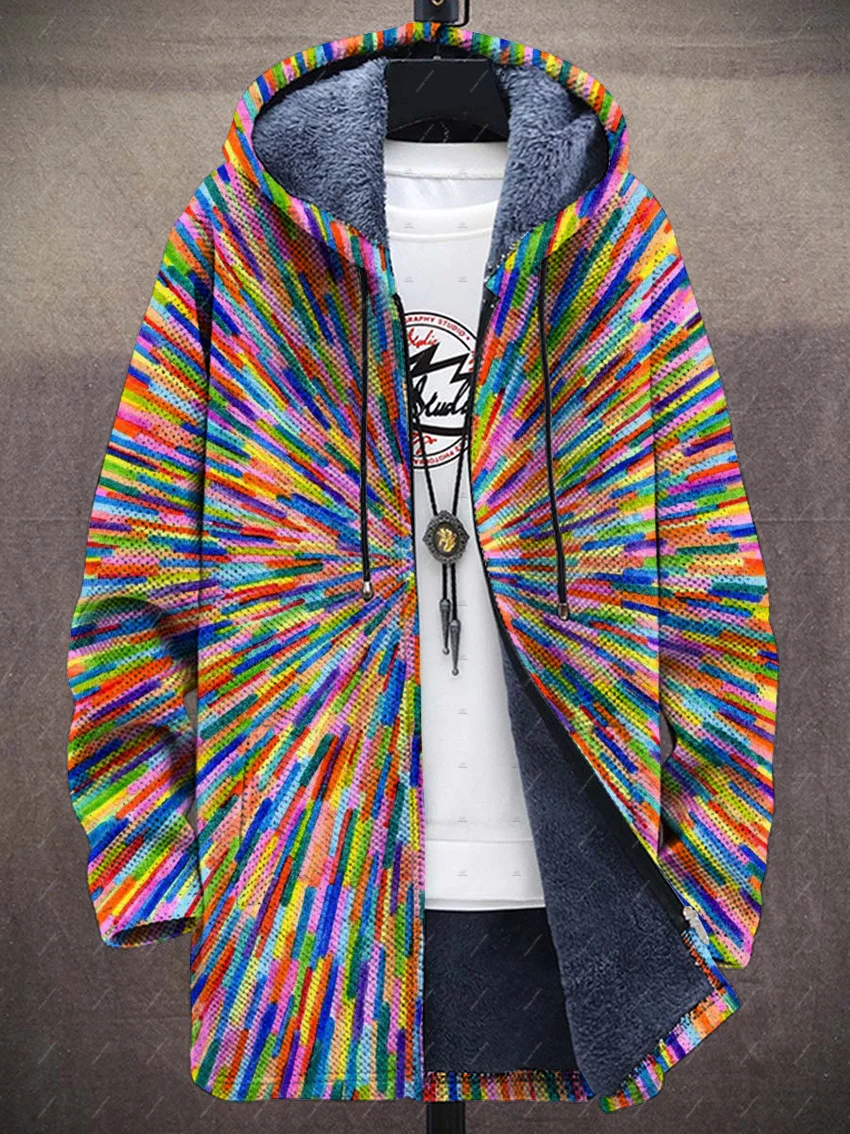 NewFashion Graffiti Gradient Colorful Tattoo Vintage Retro Harajuku 3DPrint Windbreaker Winter Overcoat Fleece Zipper Hoodies 12