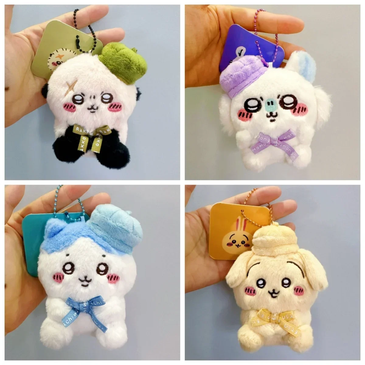 

New Cartoon Chiikawa Beret Cute Usagi Plush Doll Girl Bag Pendant Decoration Hachiware Momo Anime Kawaii Keychain Birthday Gift