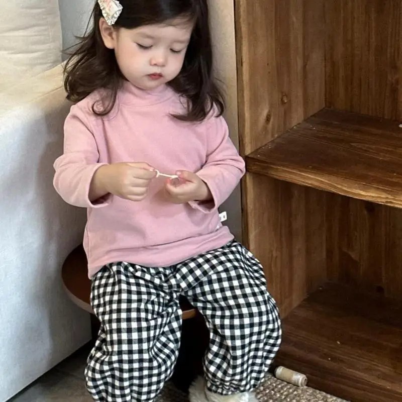 

2025 Autumn New Children Long Sleeve T Shirts Girls Thick Shirts Solid Baby Casual Tops Infant Cotton Tee Kids Clothes