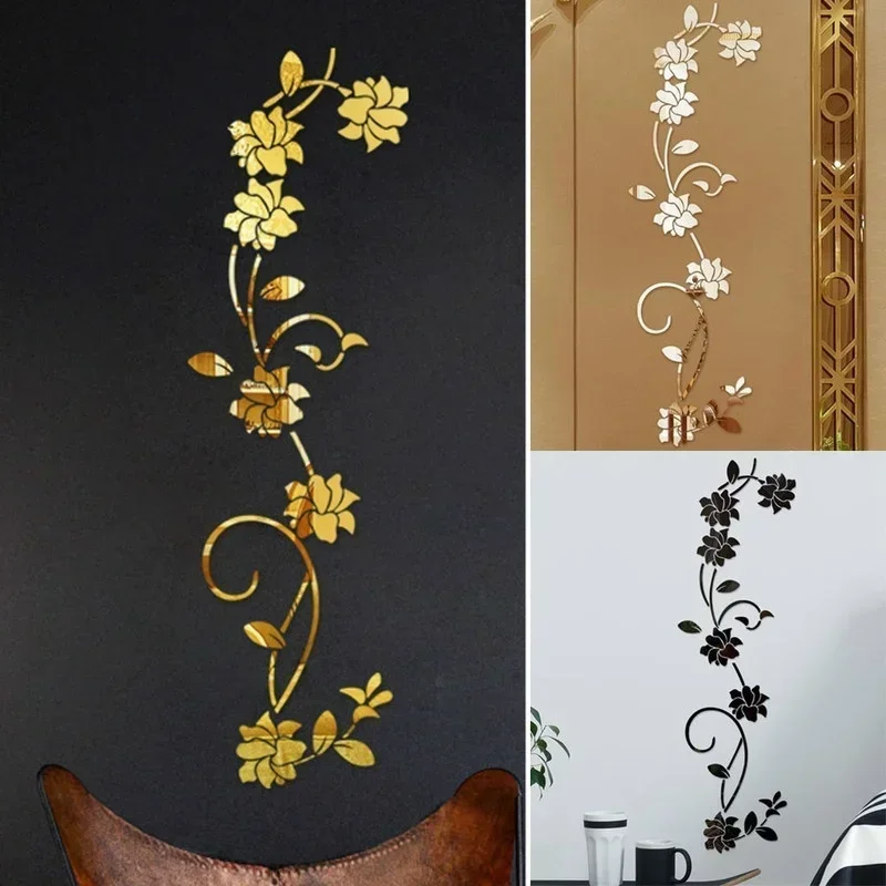 Acrylic Flower Shape Wall Stickers Background Art Living Room Bedroom Mirror Home Fashion Decoration Wall Stickers Posters view 2