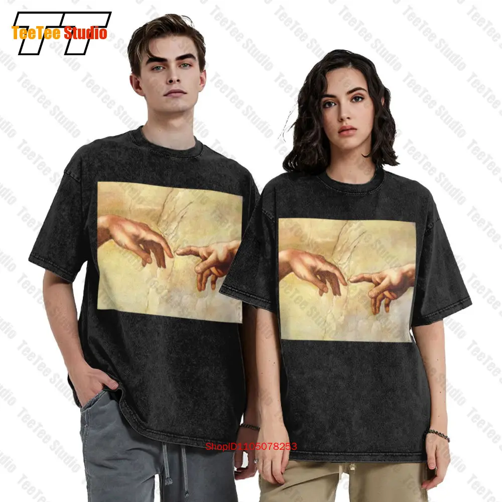 

Michaelangelo Creation Of Adam Sistine Chapel Vintage Short Sleeve Tee T-Shirt 03NB