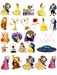 Disney cartoon BEAUT AND THE BEAST self-adhesive thermoadhesive patches Girls' DIY Sewing vinyl stickers iron on transfer