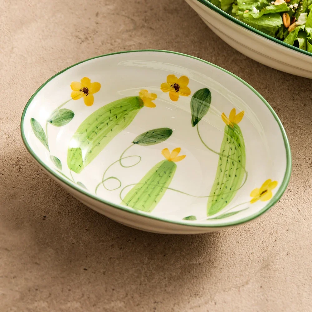Ceramic Under Glazed Bowl Creative Shape Homehold Food Container Fruit Vegetable Salad Dessert Bowls Kitchen Supplies