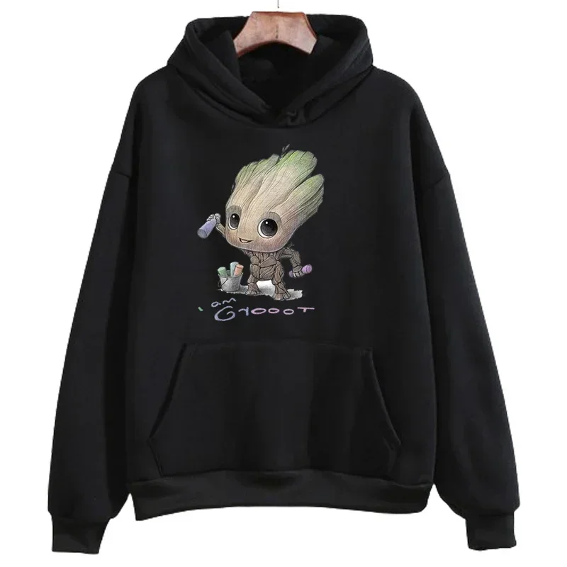 Marvel Printed Men Hoodies Daily Cartoon Tree Man Groot Creative Fashion Comfortable Trendy Autumn Winter Male Sweatshirts