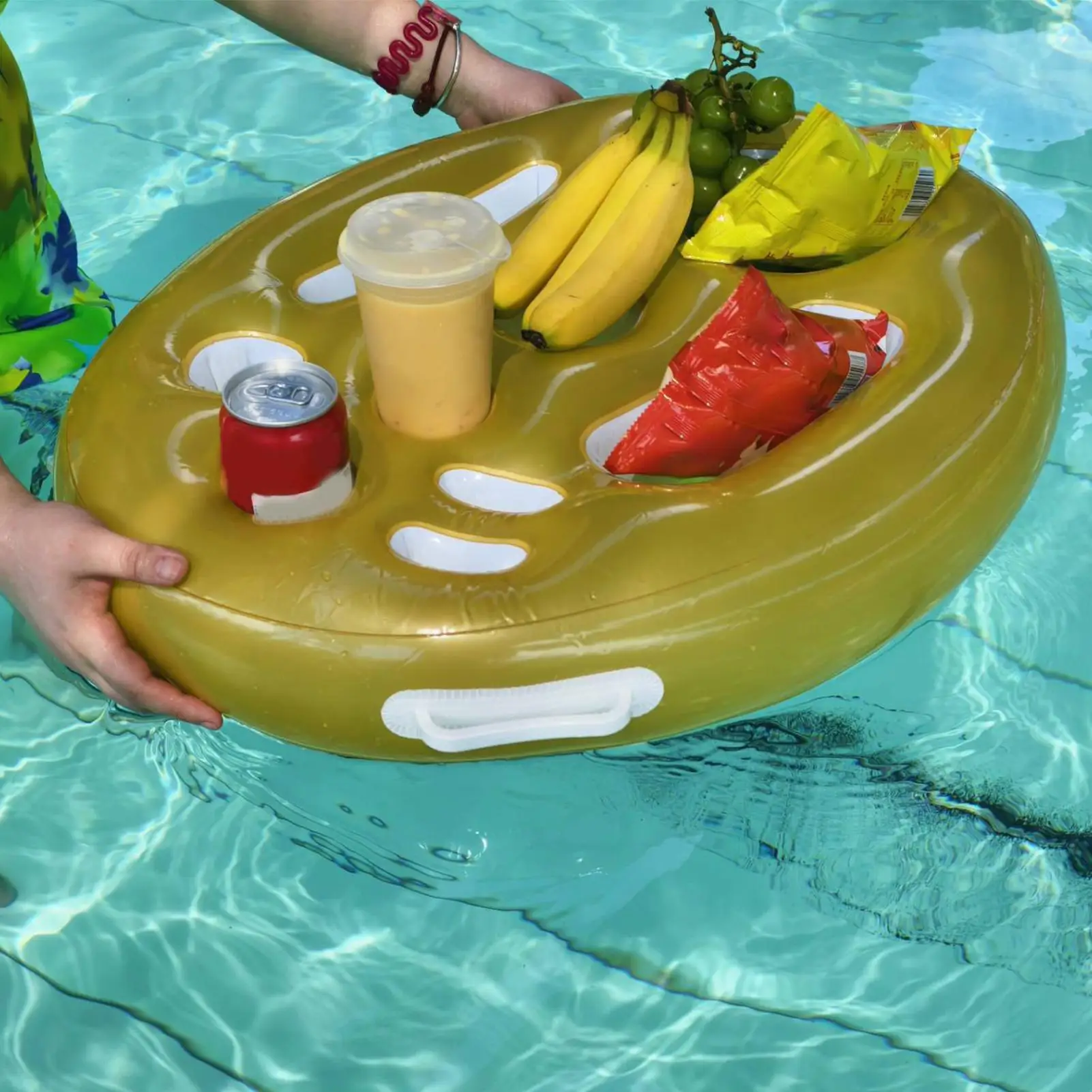 Inflatable Drinks Holder Pool Beer Drinks Holder Multifunctional Floating Cup Holder Drinks Tray Floats for Beach Time Spa