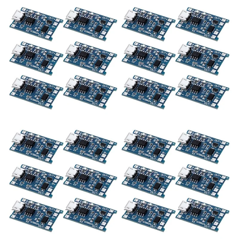 24PCS For TP4056 Charging Module With Battery Protection 18650 BMS 5V Micro-USB 1A Charge Board For 18650