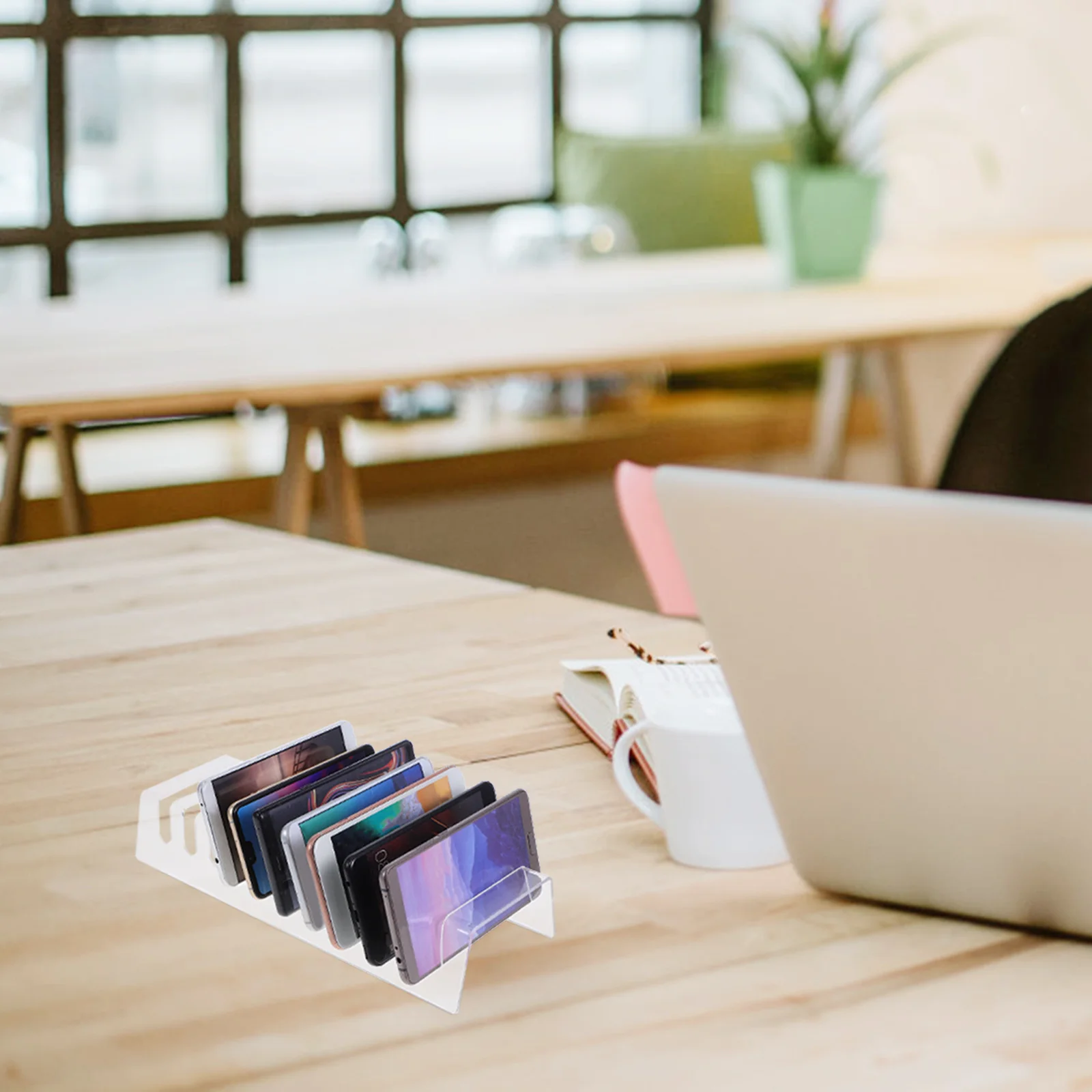 Portable Acrylic Phone Holder Stand for Desk Classroom Use Clear Multi Device Organizer Rack Charging Station Display Accessory