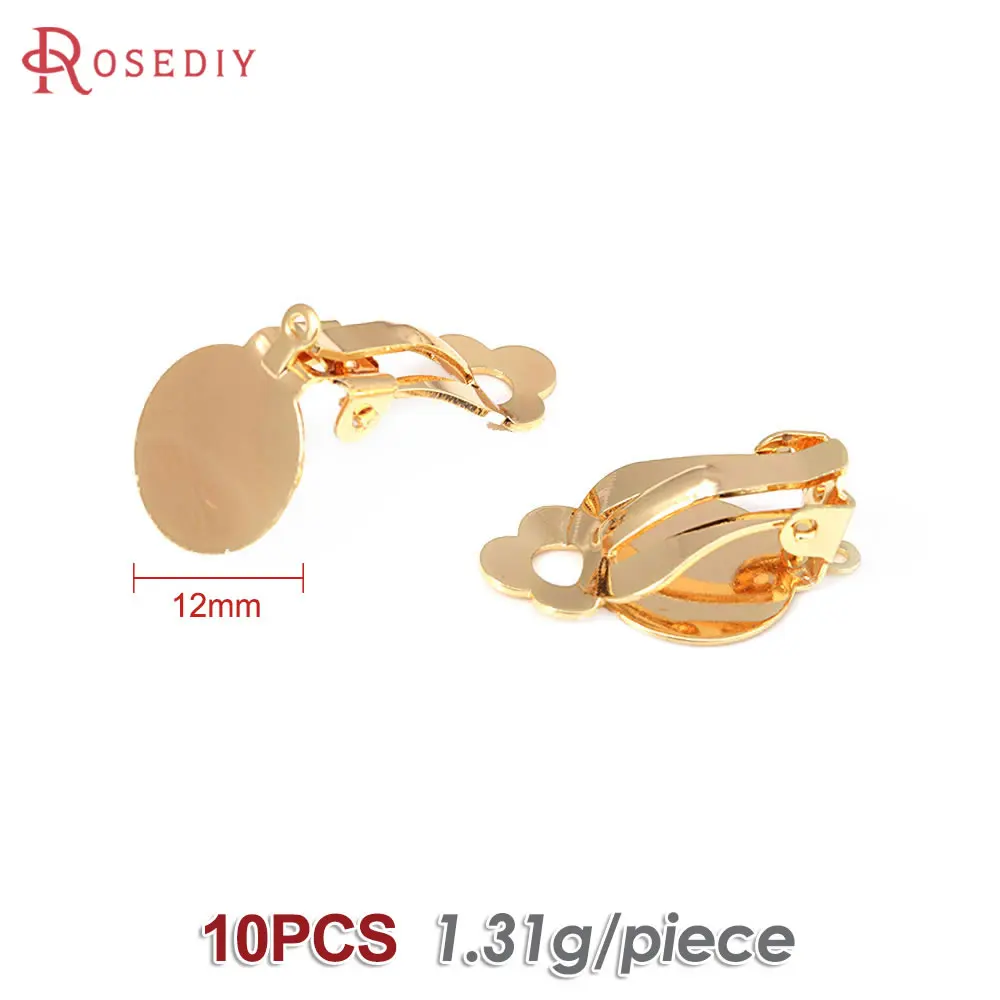 18K Goud Kleur Platte Maat 9MM 10MM 12MM 15MM 16MM 18MM Messing Platte Stok oorbellen Clip Diy Sieraden Maken Oorbellen Accessoires
