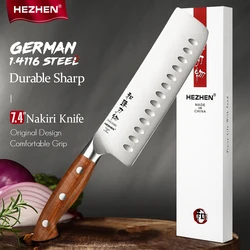 HEZHEN 7.4 Inch Nakiri Knife German 1.4116 Stainless Steel  Japanese Cook Sharp Knife 56-58 HRC Kitchen Knife Gift Box