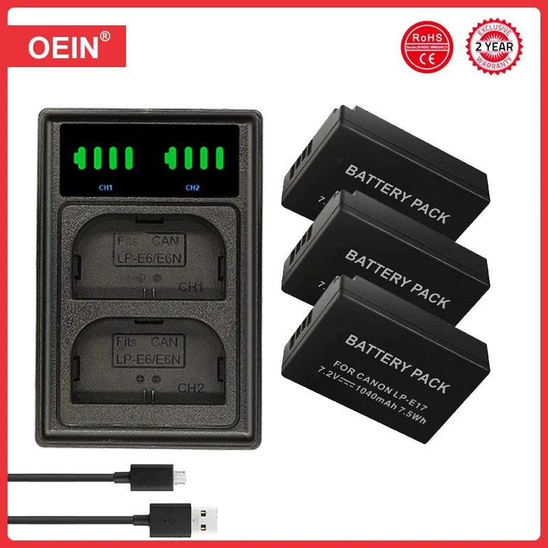 4Pcs LPE17 LP E17 LP-E17 Battery + LCD USB Dual Charger for Canon EOS 200D M3 M6 750D 760D T6i T6s 800D 8000D Kiss X8i Cameras