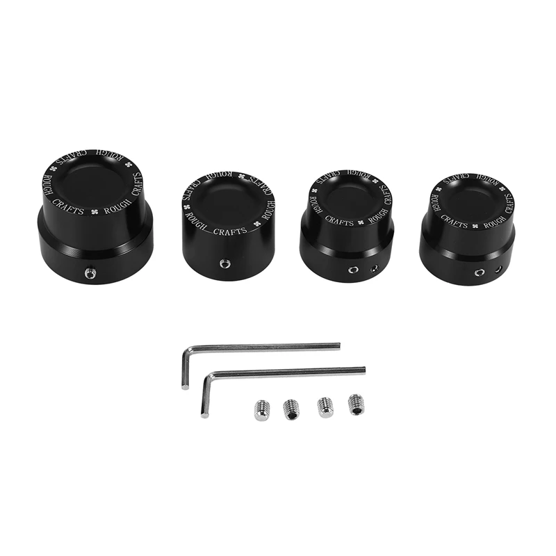 4 Pcs Black Aluminum Rough Craft Carving Front & Rear Axle Nut Covers Caps Fit For  Sportster XL883 XL1200 Dyna Touring V-