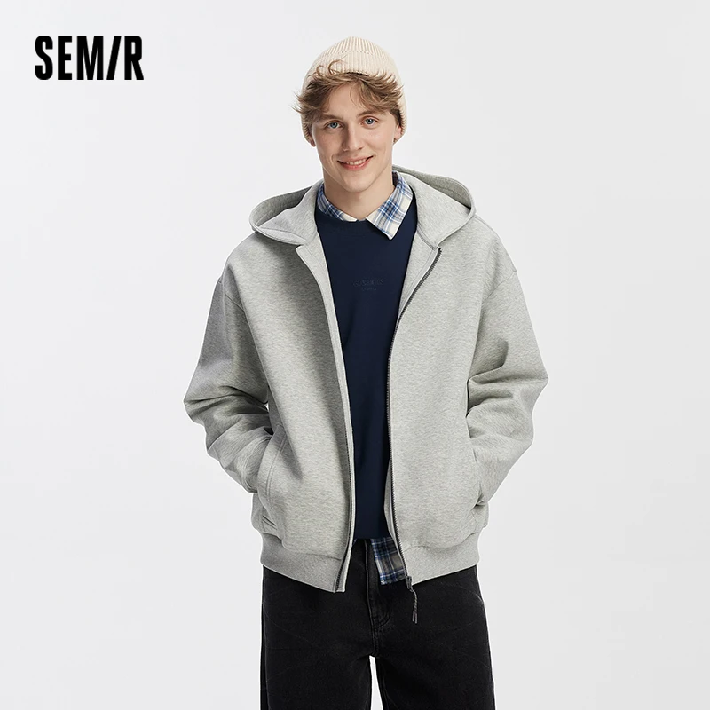 Semir Men Jacket Knitted Hooded Soft Cotton Fall Loose Basic Casual Couple Style Lightweight Outerwear Versatile Daily Top