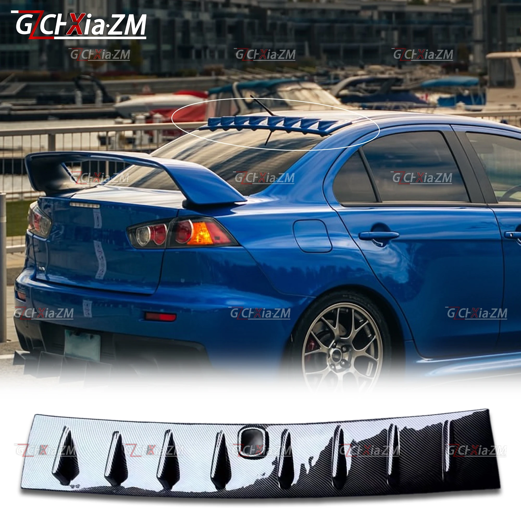 

For Mitsubishi Lancer EX Roof Spoiler 2009-2016 Rear Roof Spoiler ABS Material Carbon Fiber Look Rear Window Decorative Cover