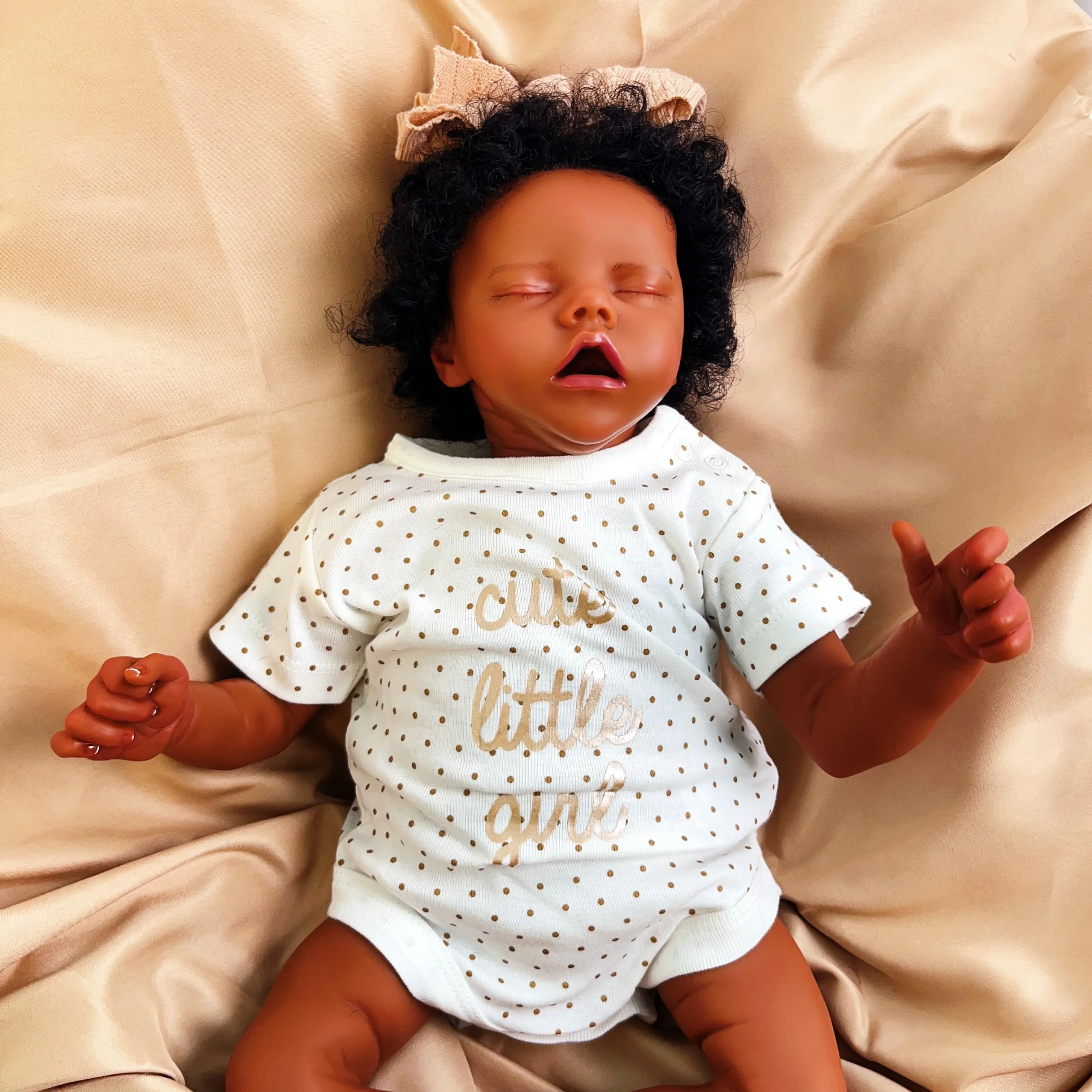 

Risbecko 17-дюймовая реалистичная черная кукла реборн-кукла афро-американская мягкая тканевая кукла-подарок на день рождения/Рождественский подарок