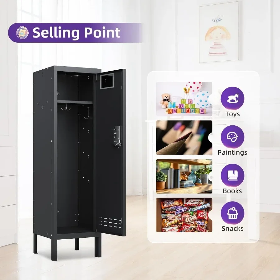 خزانة معدنية لتخزين المكاتب المنزلية وخزانة فولاذية قابلة للقفل مع باب 54 ارتفاع متعدد الأغراض للمنزل والمكتب والصالة الرياضية والمدرسة #4