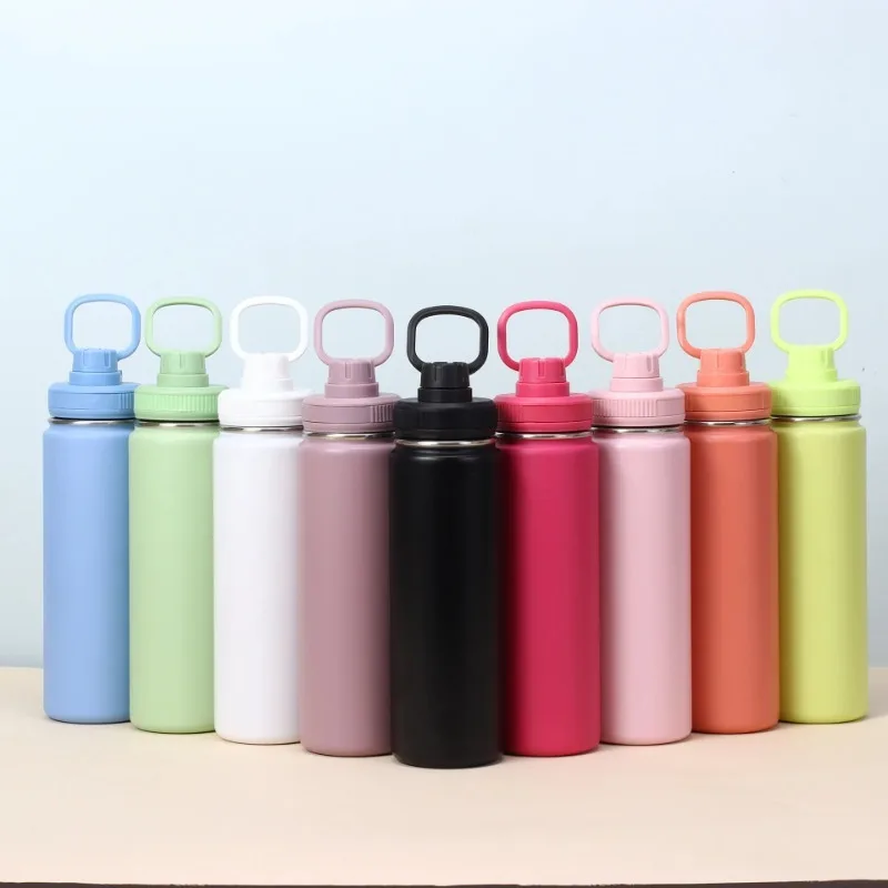 24oz/750ML Stainless Steel Thermos Cup Water Bottle Insulated Tumbler Portable Car Vacuum Flasks Outdoor Travel Drinkware Kettle