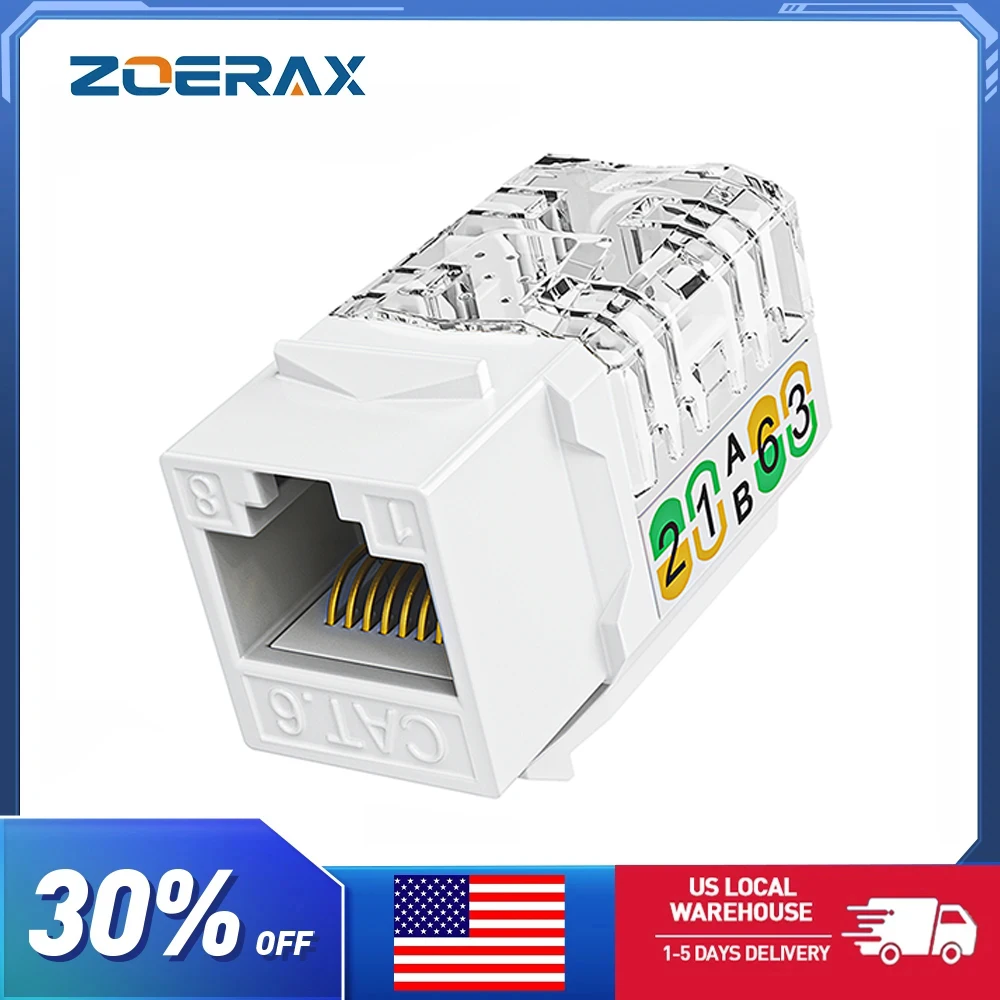 

ZoeRax 24PCS Cat6 RJ45 Keystone Jacks,Slim Profile 90-Degree Ethernet Keystone Jack,Compatible Patch Panel and Wall Plate