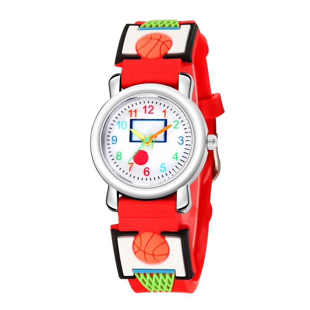 Fashion Children Students Cartoon basketball Pattern Sports Watch Kids Boys Girls Gifts