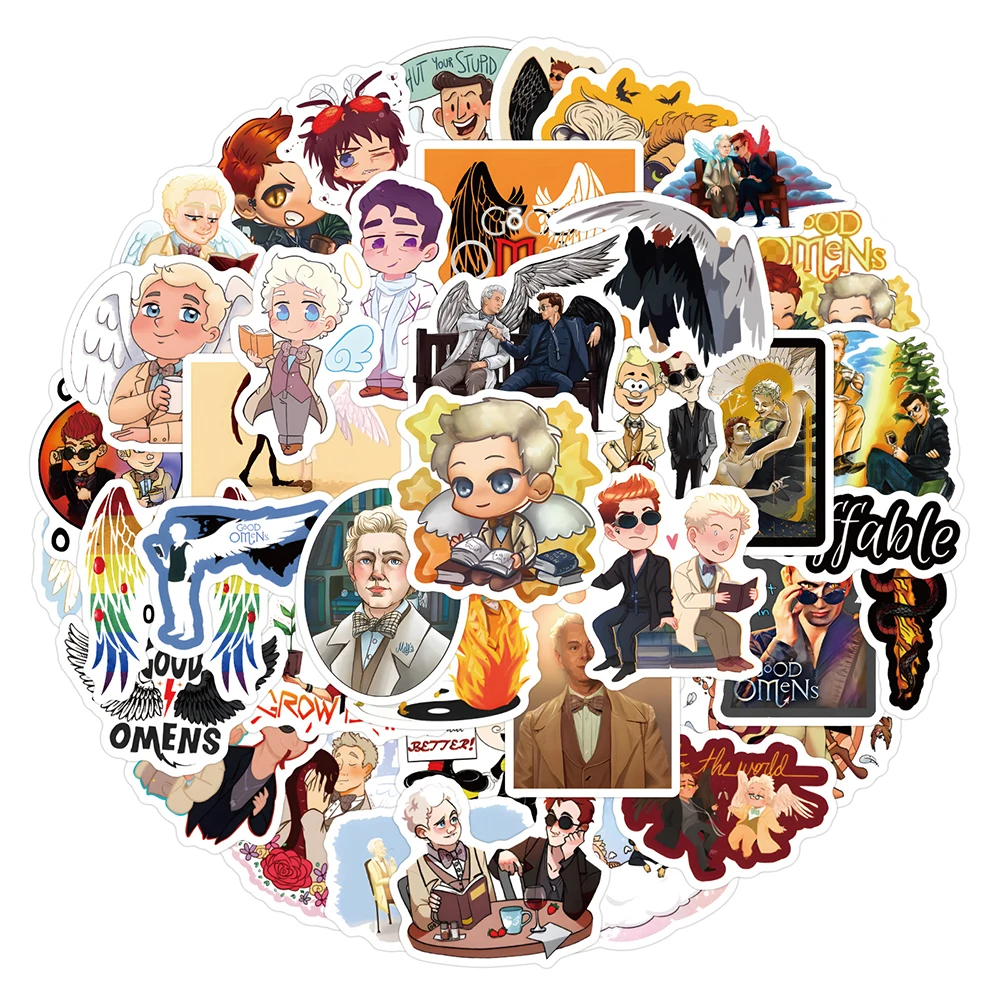 10/30/60pcs TV Show Good Omens Cartoon Stickers Cute Angels Demon Decals DIY Skateboard Helmet Journal Classic Graffiti Sticker