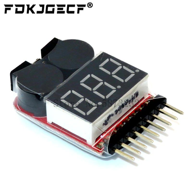 For 1S/2S/3S/4S/5S/6S/7S/8S 2IN1 Low Voltage Buzzer Alarm Lipo Battery Voltage Indicator Tester for 3.7V 7.4V 11.1V