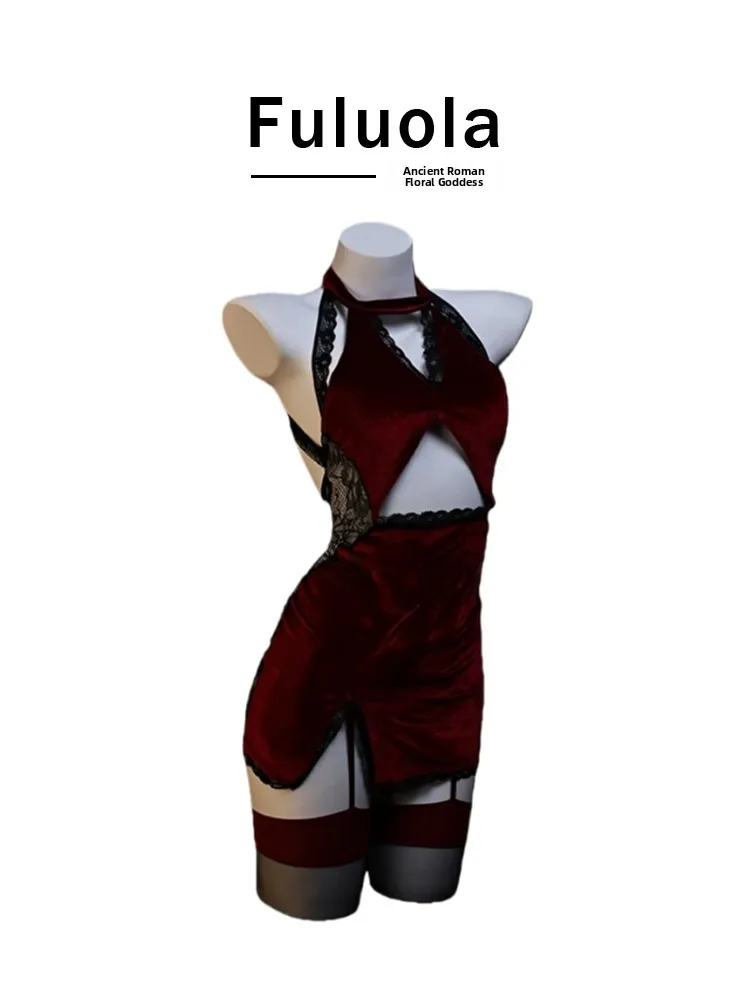 

Кружевное бархатное боди Fuluola2025 красного цвета, интимное белье Pure Desire, шорты с низкой талией, нижнее белье для женщин