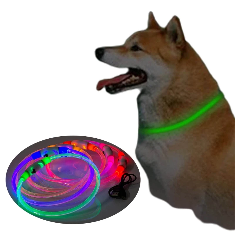 USB Rechargeable Light Up Dogs Collar Waterproof Led Luminous Collar for Night