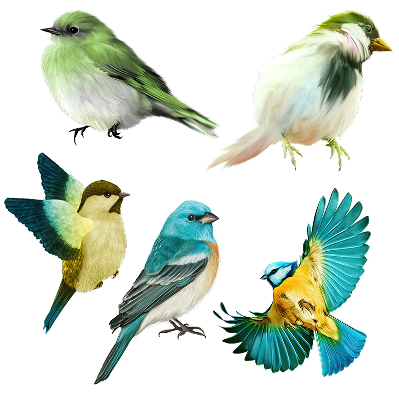 Three Ratels QCF167 Hand painted lovely blue green birds wall sticker for home decoration toilet Decal